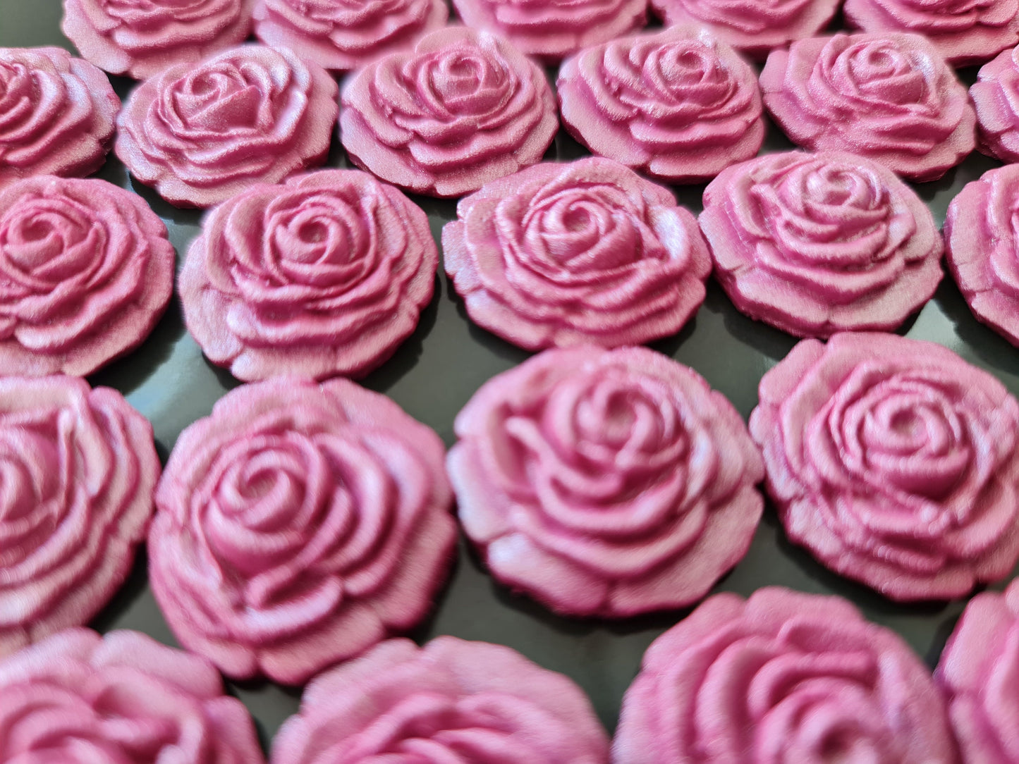 40 Edible Burgundy Fondant Roses: Cake Toppers