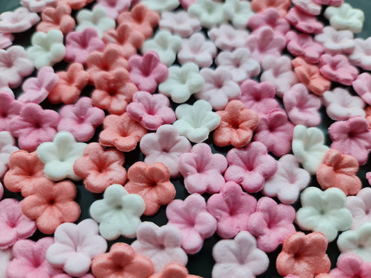 100 pcs. edible sugar fondant tiny flowers pink whiteNo Extra Fees for US Buyers