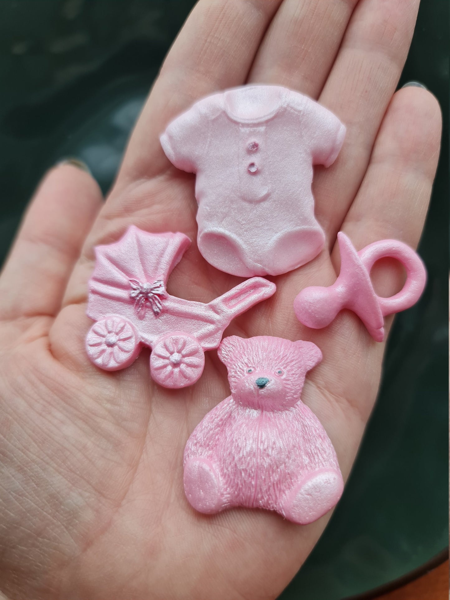 30 pcs. Edible sugar fondant baby girl shower cake topper pinkNo Extra Fees for US Buyers