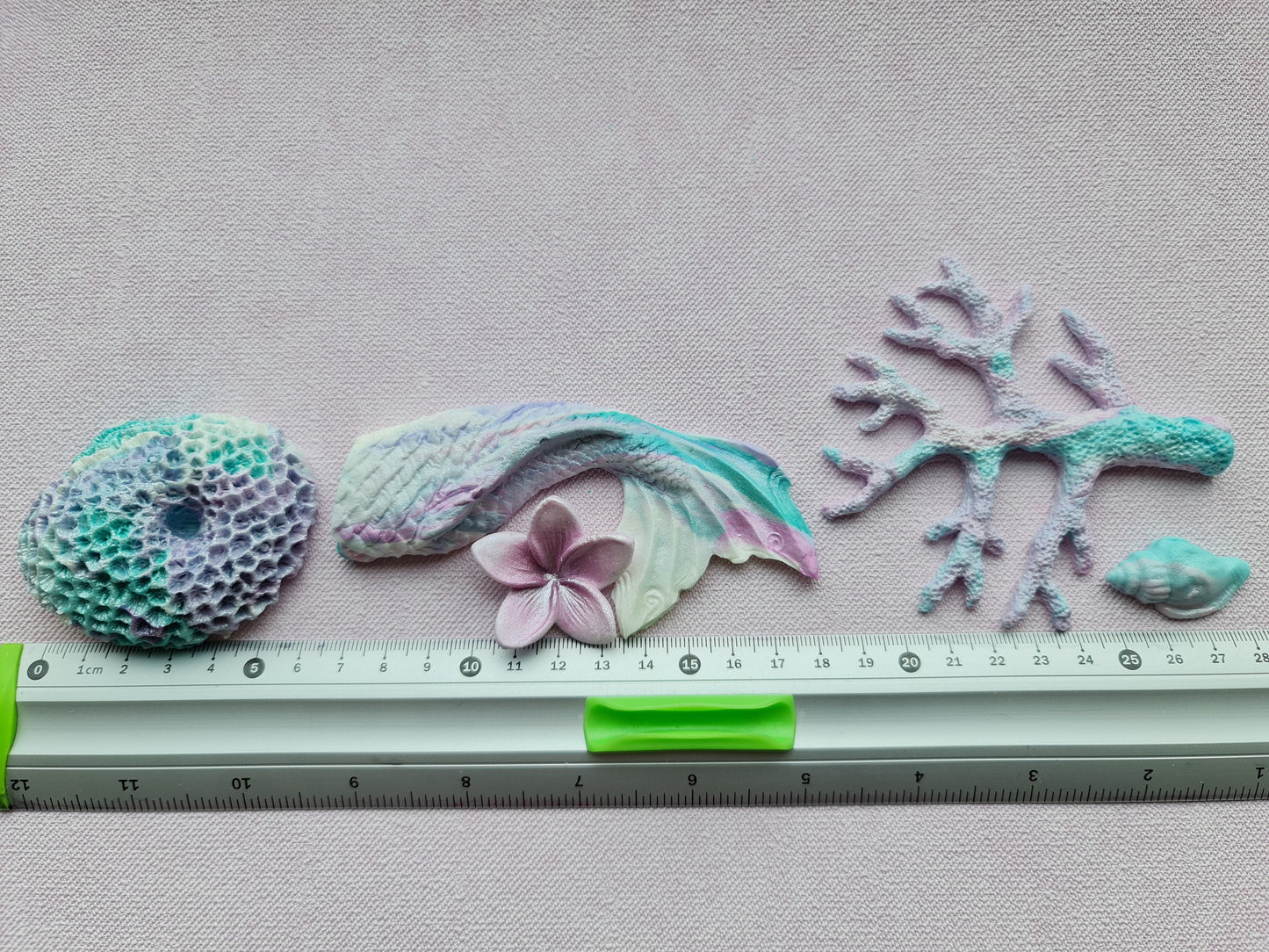 60 pcs. Sugar fondant shells, corals, mermaid tail, flowers cake topper decorationsNo Extra Fees for US Buyers