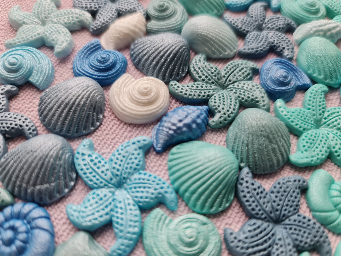 100 Tiny Fondant Seashells and Starfish Cake Toppers