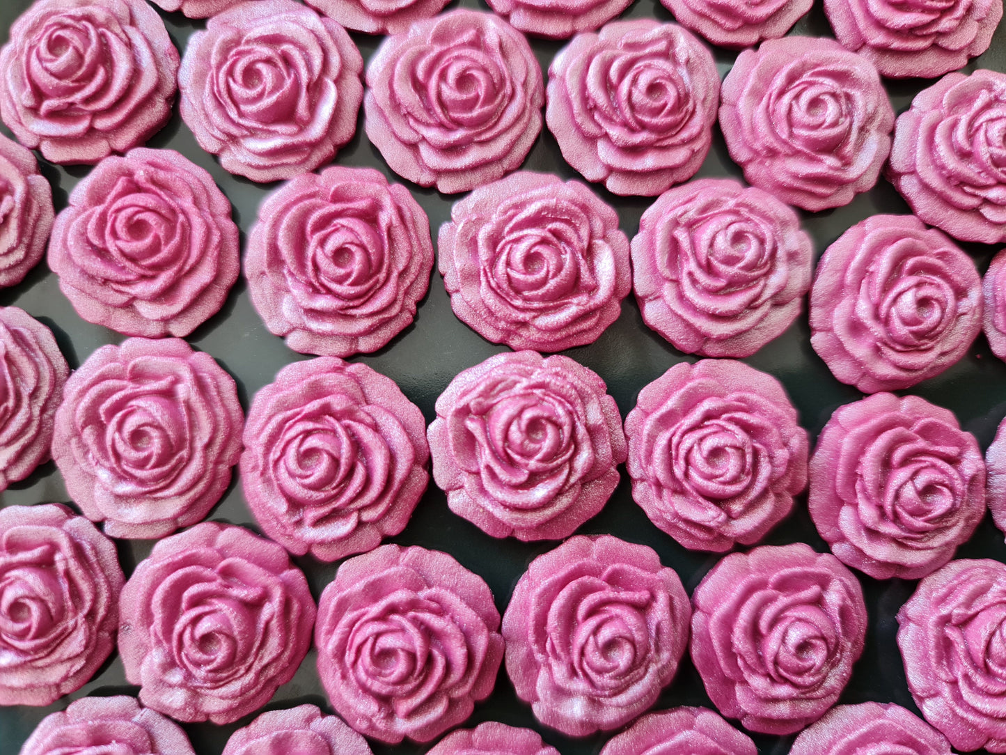 40 Edible Burgundy Fondant Roses: Cake Toppers