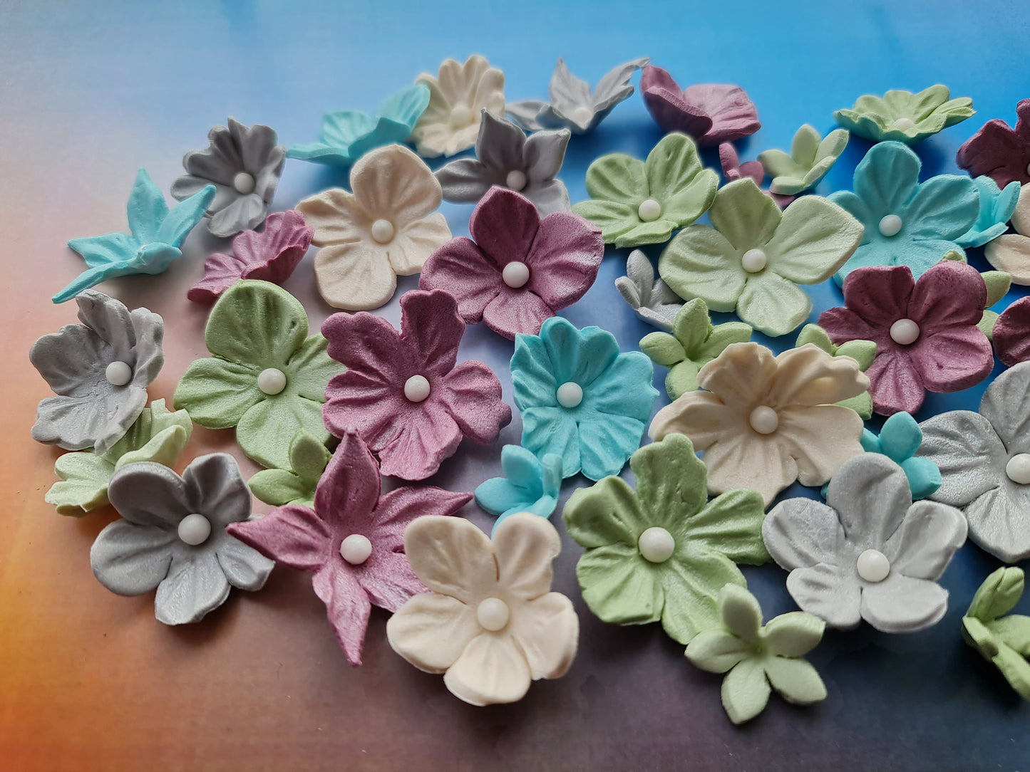 50 pcs. sugar fondant flowers cake topperNo Extra Fees for US Buyers