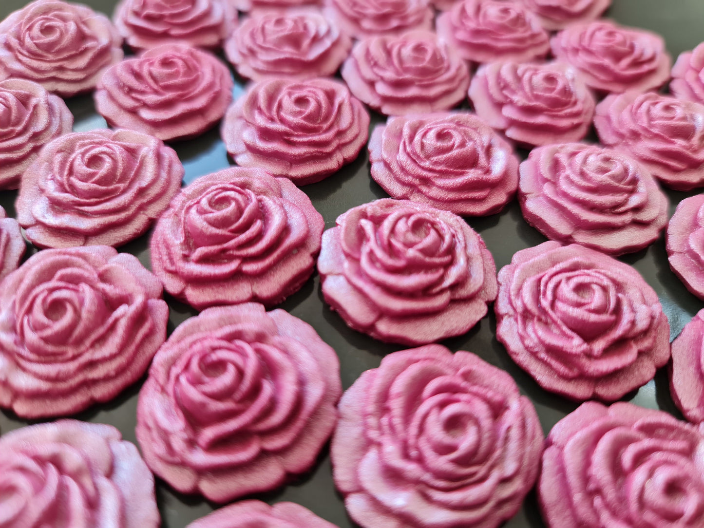 40 Edible Burgundy Fondant Roses: Cake Toppers