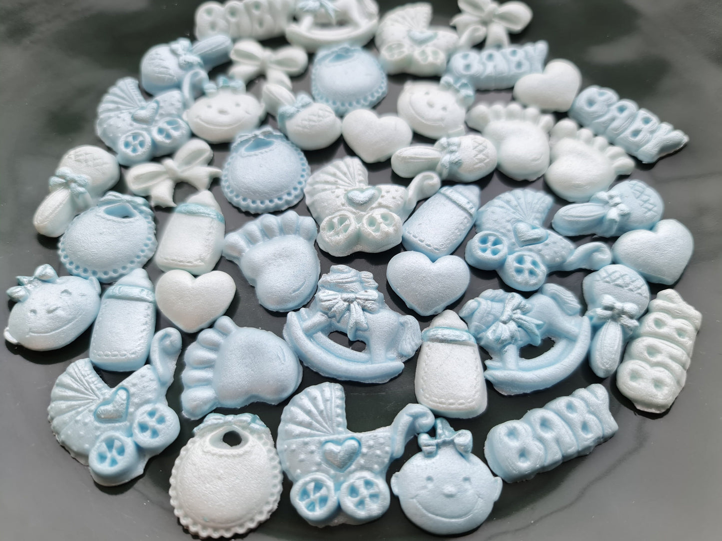 40 Blue Fondant Baby Shower Cake Toppers