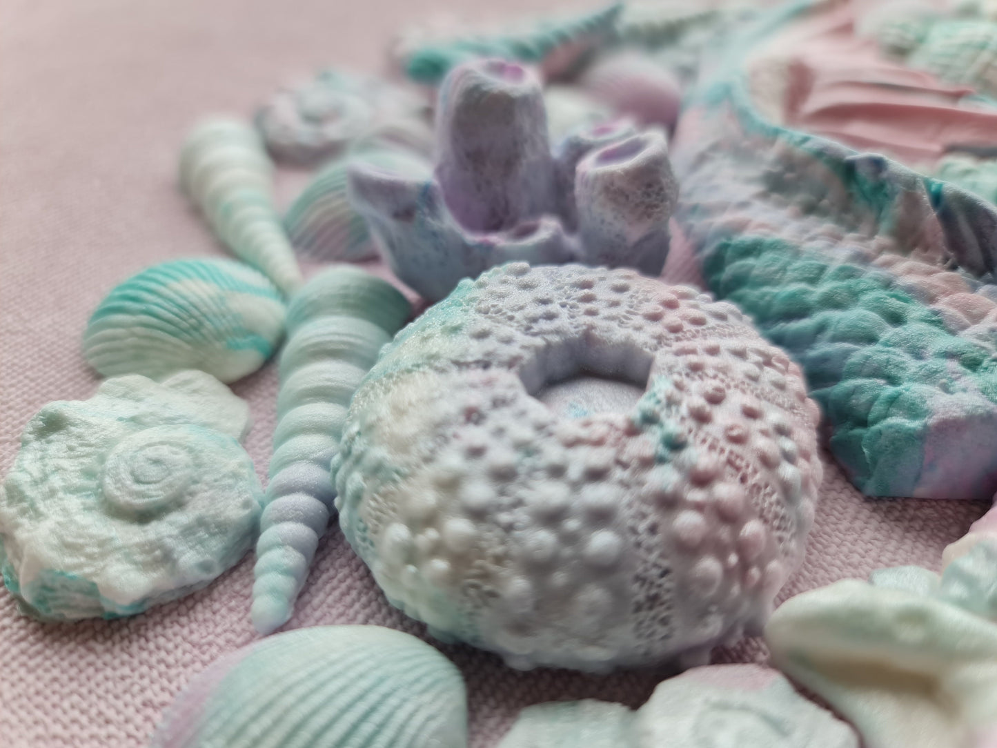 41pc Pastel Fondant Cake Toppers: Mermaid Tails, Shells, StarfishNo Extra Fees for US Buyers