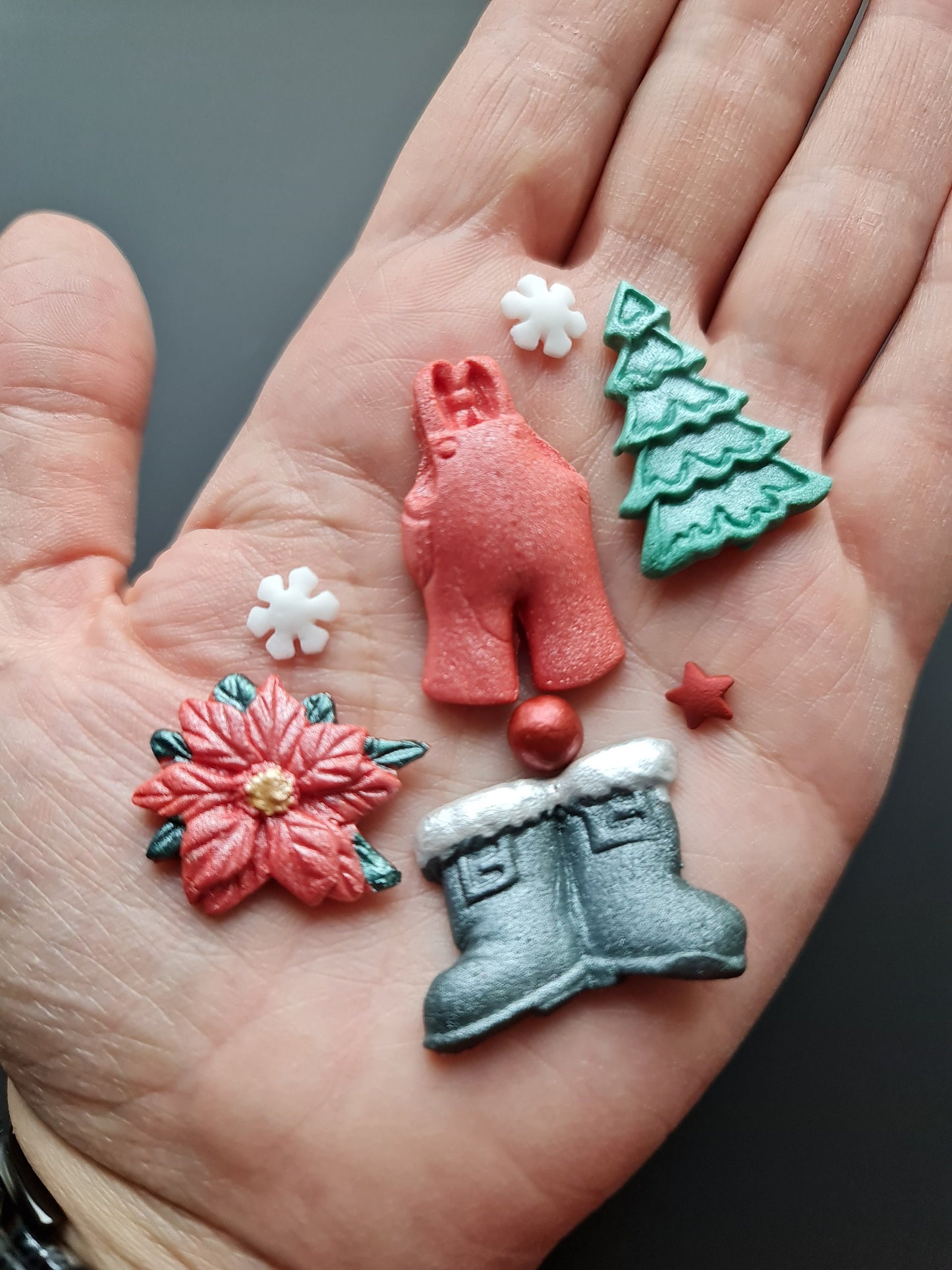 Edible Fondant Christmas Cake Toppers: Santa Clothes, Trees, SnowflakesNo Extra Fees for US Buyers