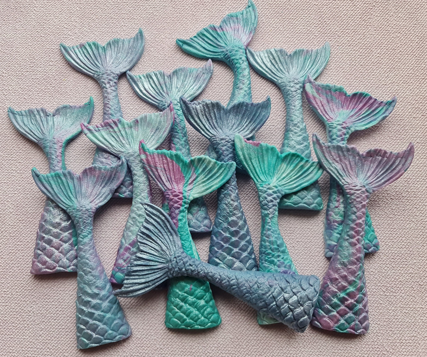 12 pcs. Fondant sugar mermaid tails, mermaid fin cake cupcake topperNo Extra Fees for US Buyers