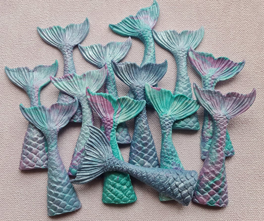 12 pcs. Fondant sugar mermaid tails, mermaid fin cake cupcake topperNo Extra Fees for US Buyers