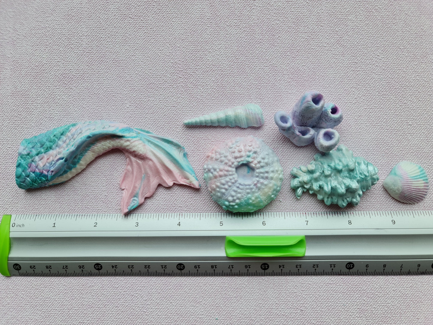 41pc Pastel Fondant Cake Toppers: Mermaid Tails, Shells, StarfishNo Extra Fees for US Buyers