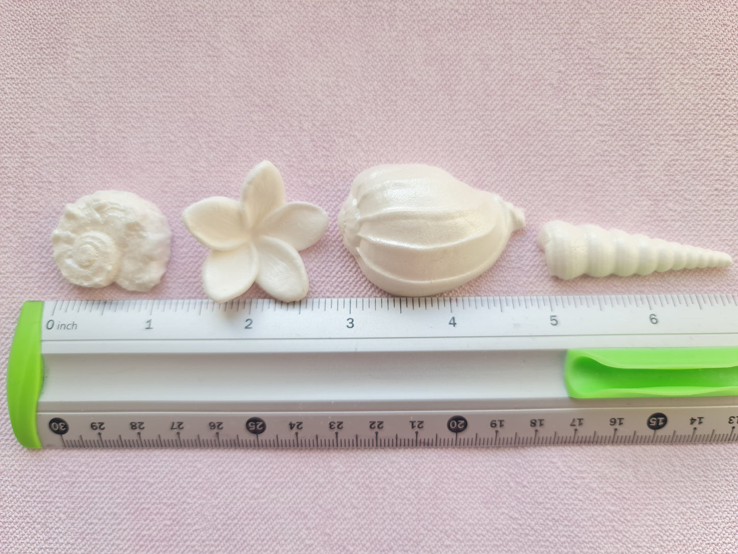 Edible Sugar Cake Topper (36 pcs.) Seashells, starfishes, plumeria flowers.No Extra Fees for US Buyers
