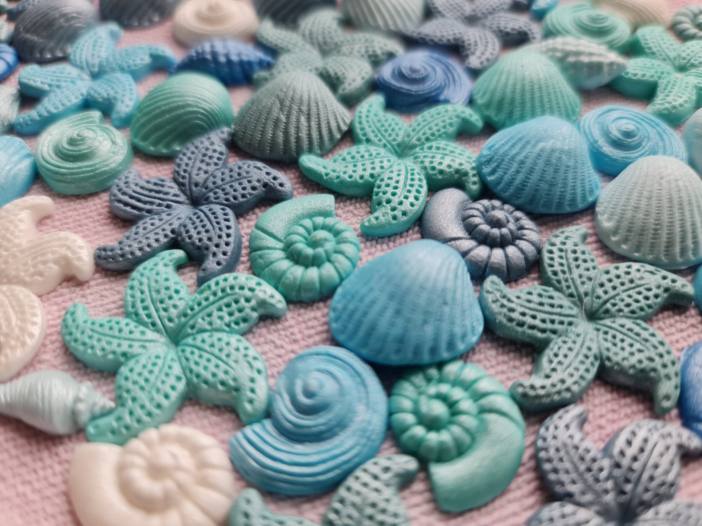 100 Tiny Fondant Seashells and Starfish Cake Toppers