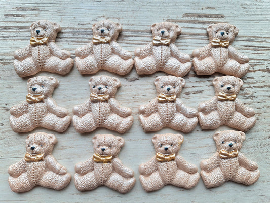 12 pcs. Sugar fondant latte color teddy bear cake cupcake topper decorationsNo Extra Fees for US Buyers