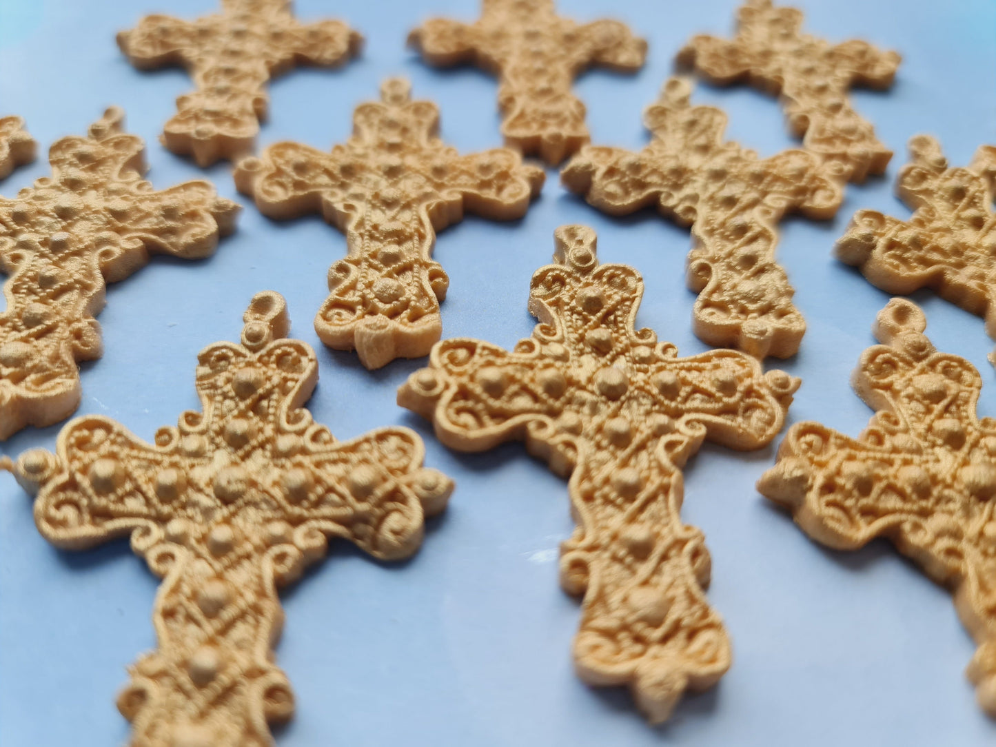 Gold Cross Cake Toppers: Edible Sugar Fondant Decorations