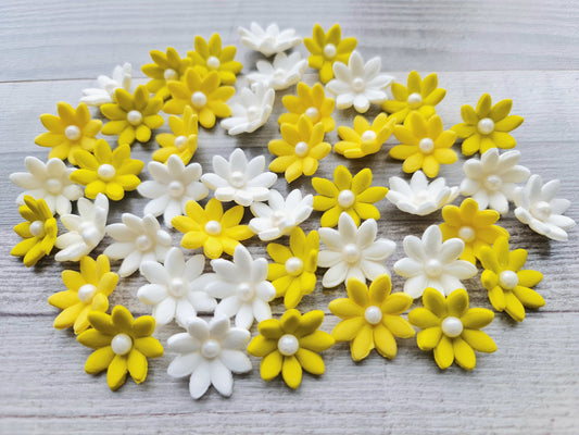 40 pcs. edible sugar fondant flowers daisy cake topperNo Extra Fees for US Buyers