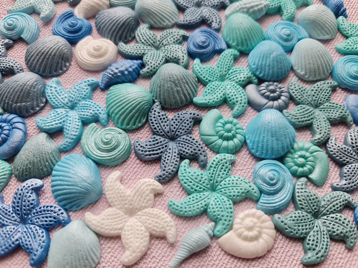100 Tiny Fondant Seashells and Starfish Cake Toppers