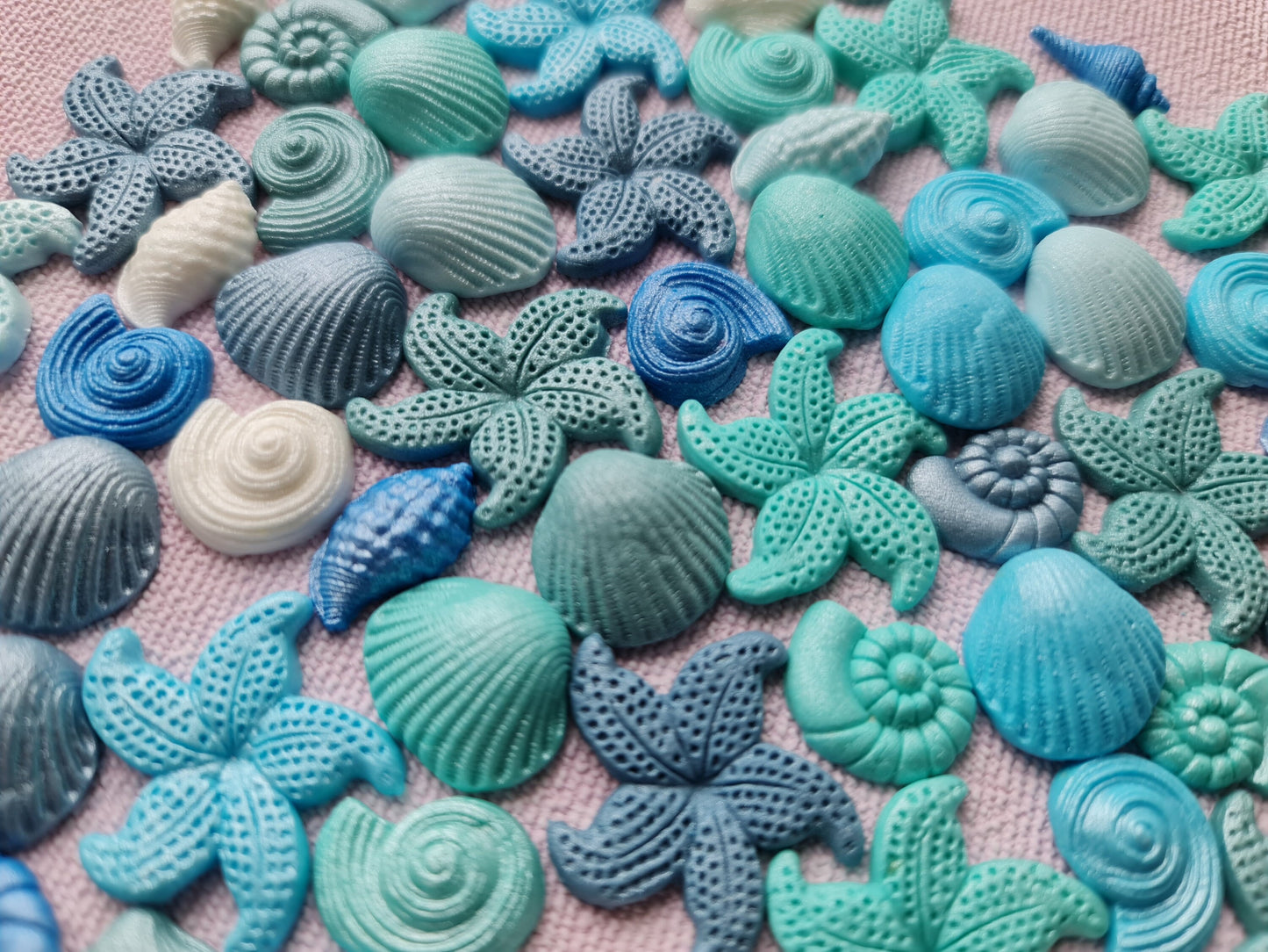 100 Tiny Fondant Seashells and Starfish Cake Toppers