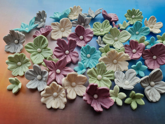 50 pcs. sugar fondant flowers cake topperNo Extra Fees for US Buyers