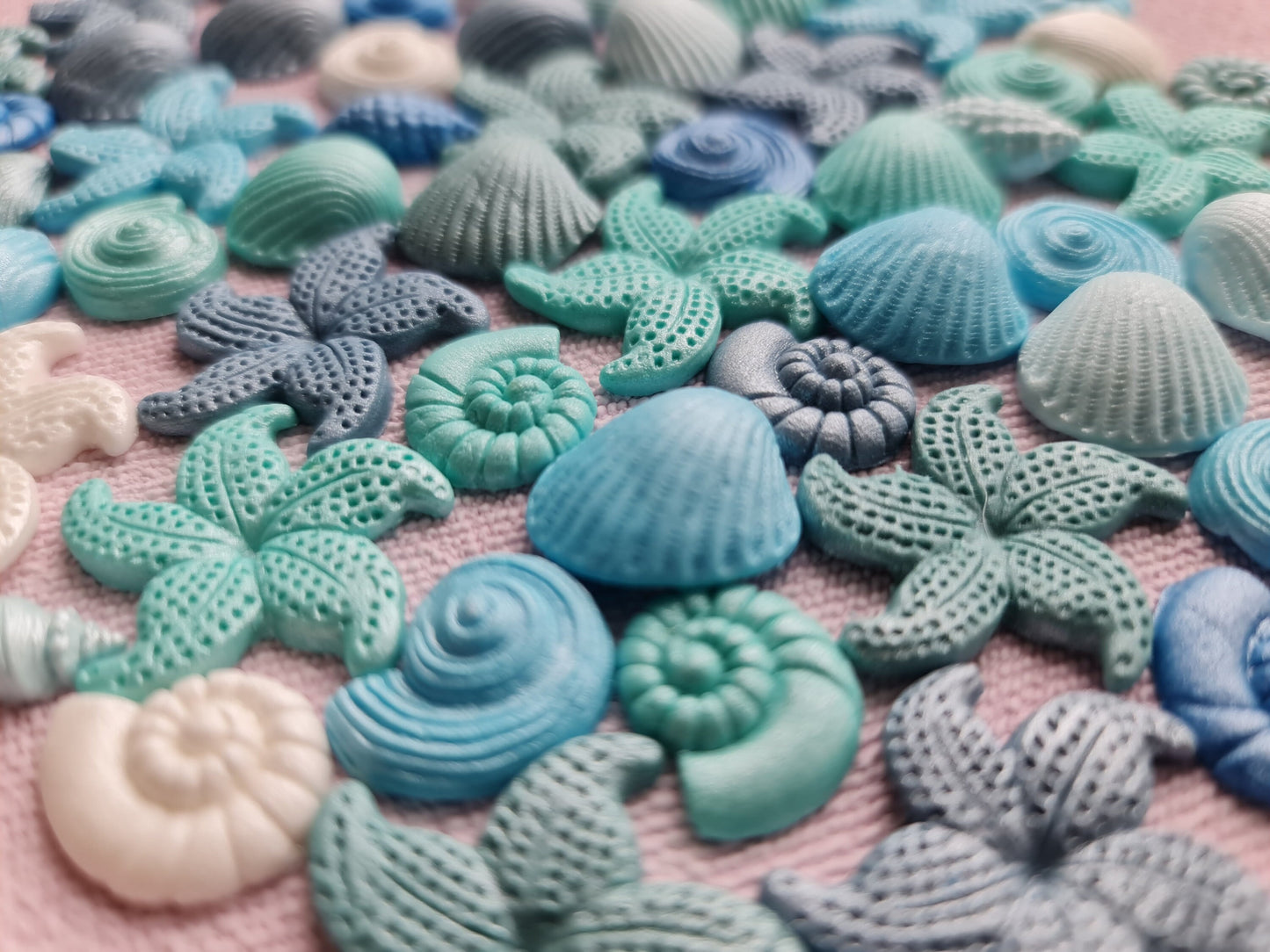 100 Tiny Fondant Seashells and Starfish Cake Toppers