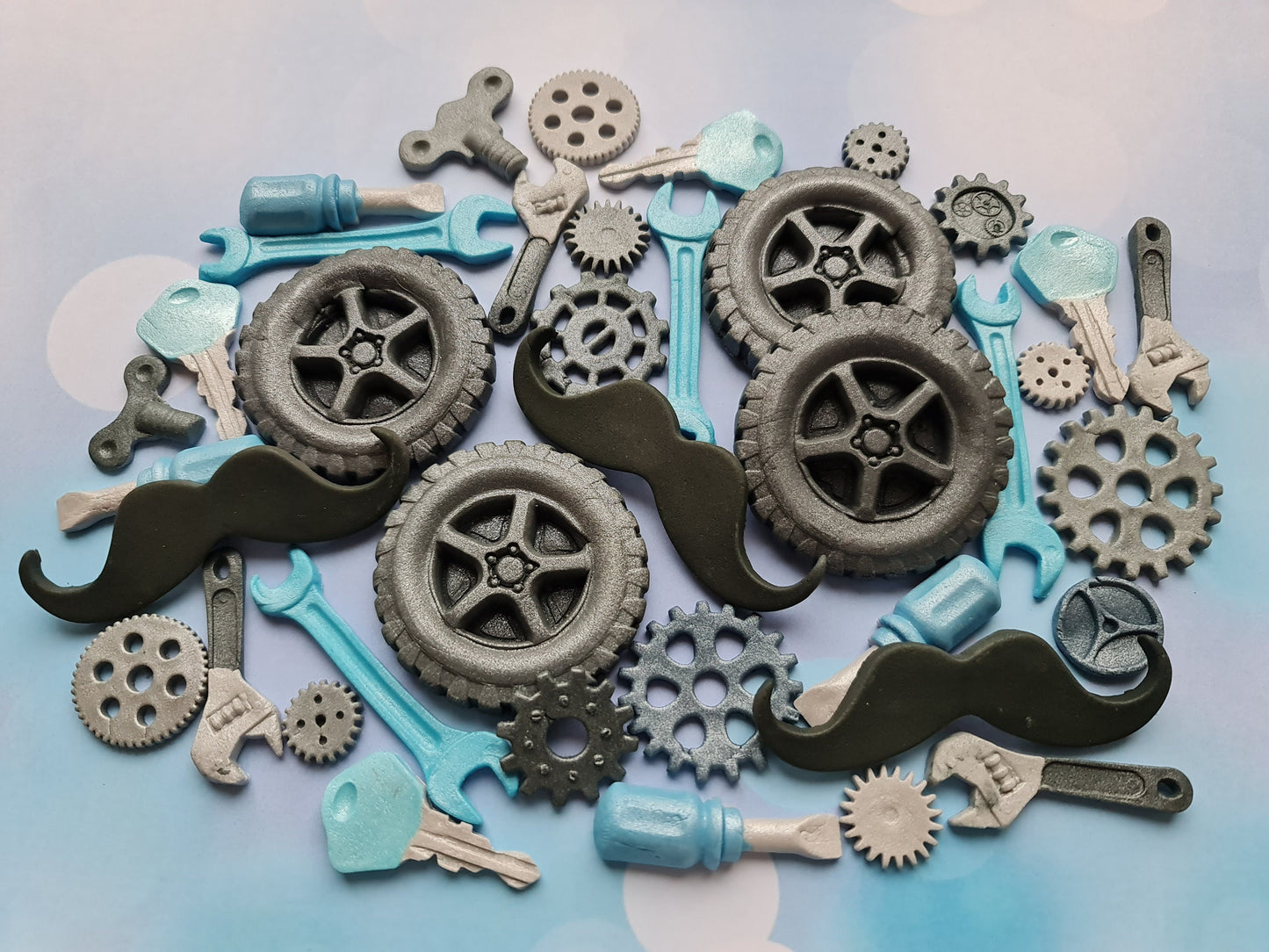 30-Piece Edible Fondant Steampunk Cake Topper SetNo Extra Fees for US Buyers