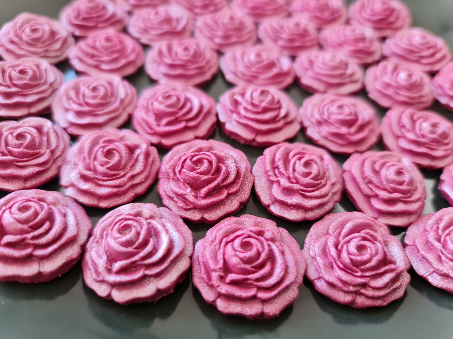 40 Edible Burgundy Fondant Roses: Cake Toppers