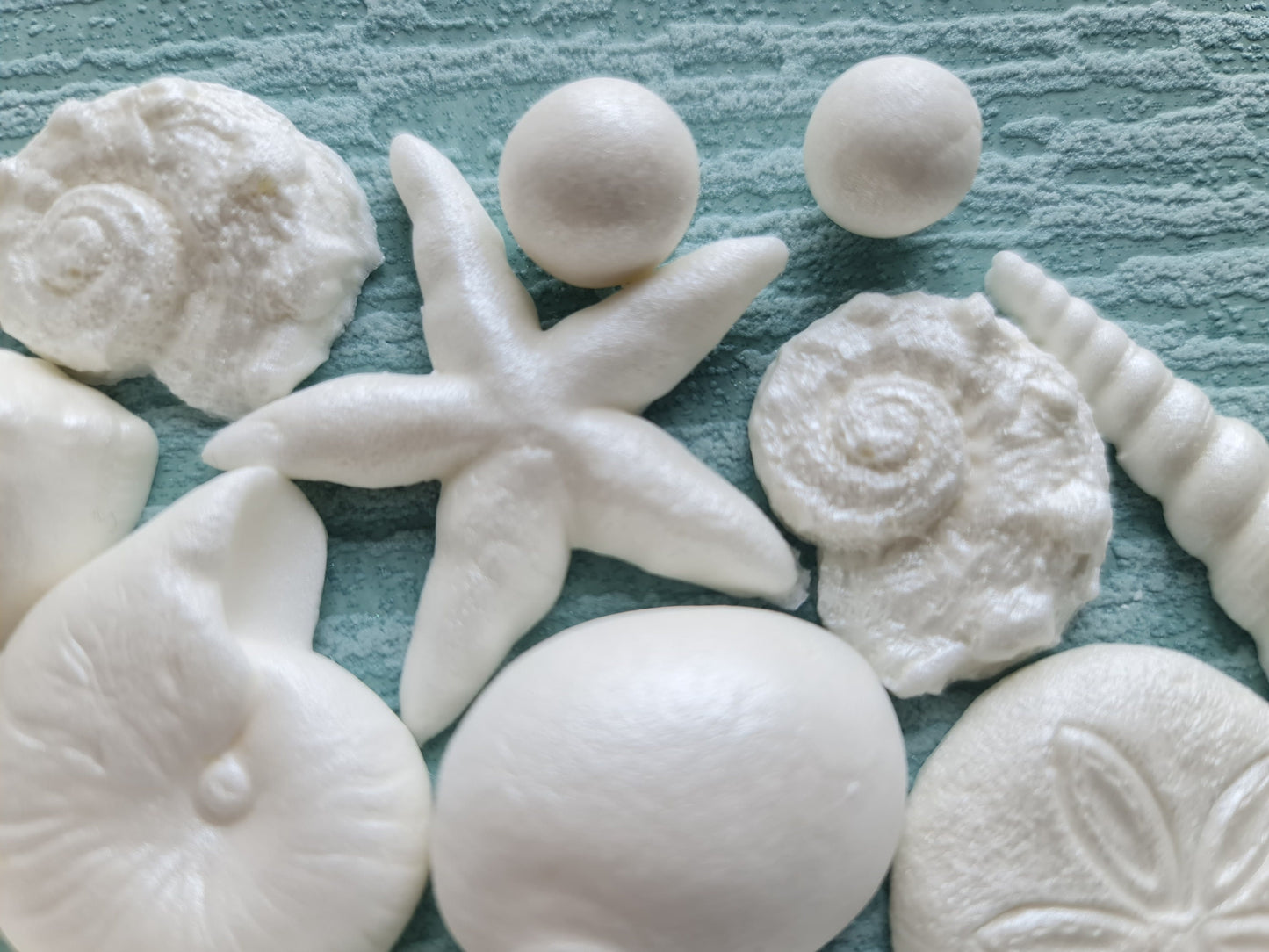 Edible Sugar Cake Topper (36 pcs.) Seashells, starfishes, plumeria flowers.No Extra Fees for US Buyers