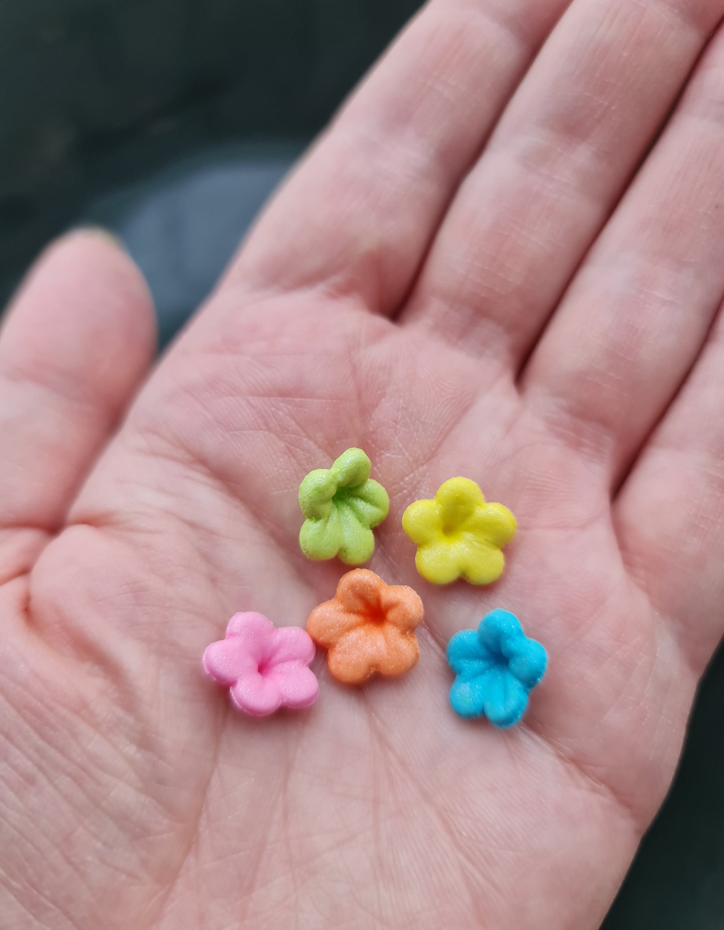 Rainbow Fondant Flower Cake Toppers: Edible Sugar Decorations