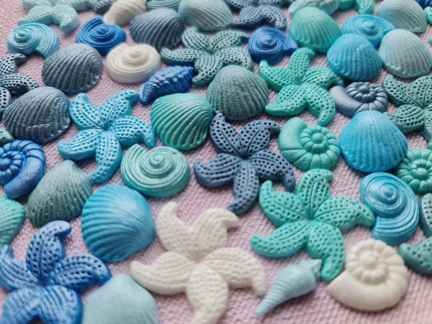 100 Tiny Fondant Seashells and Starfish Cake Toppers