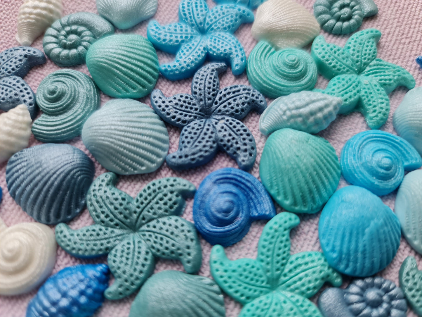 100 Tiny Fondant Seashells and Starfish Cake Toppers