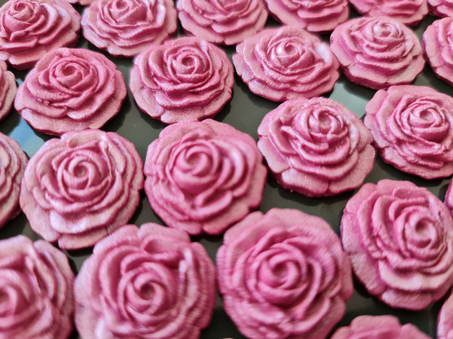 40 Edible Burgundy Fondant Roses: Cake Toppers