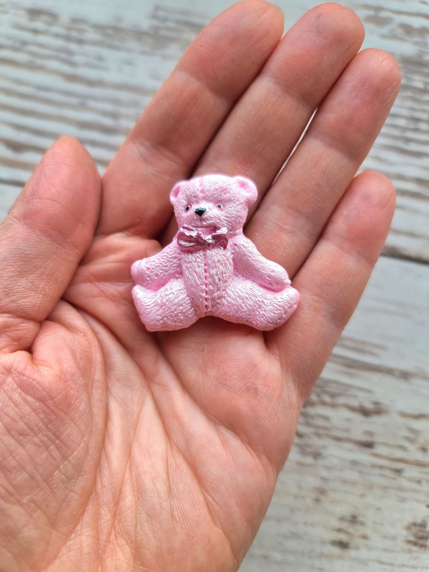 12 pcs. Sugar fondant pink teddy bear cake cupcake topper decorationsNo Extra Fees for US Buyers