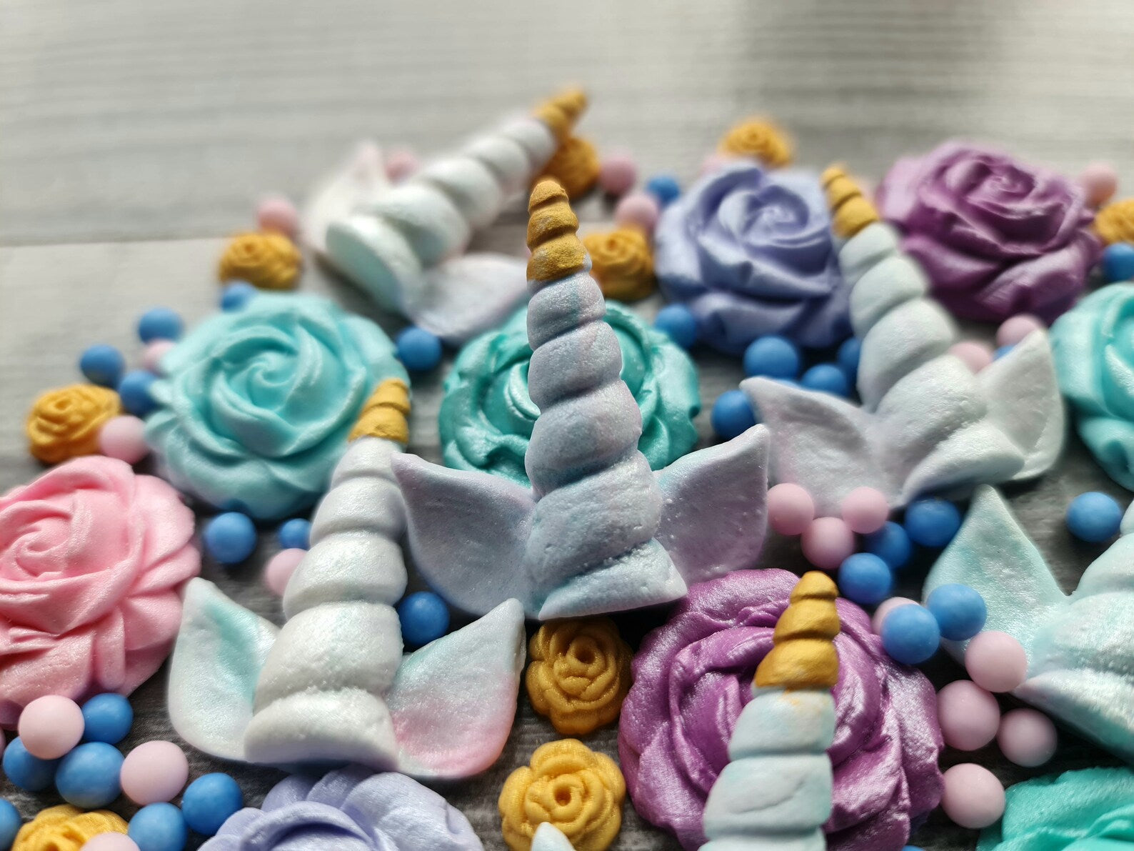 Pastel unicorn cake decorations for birthday and fantasy themed cakes