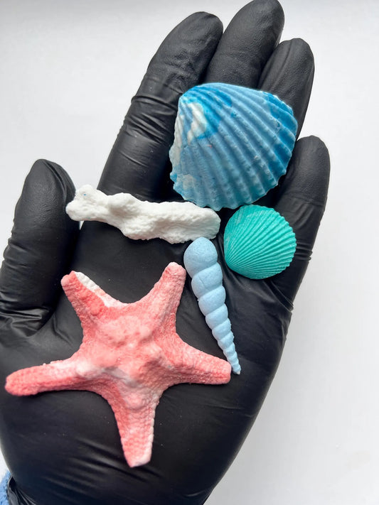 45 Edible Fondant Sea Life Cake Decorations – Shells, Starfish & Coral (Handmade)